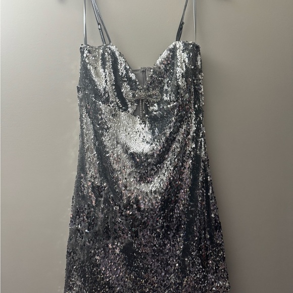 Silver Sequin Mini Dress - Picture 2 of 5